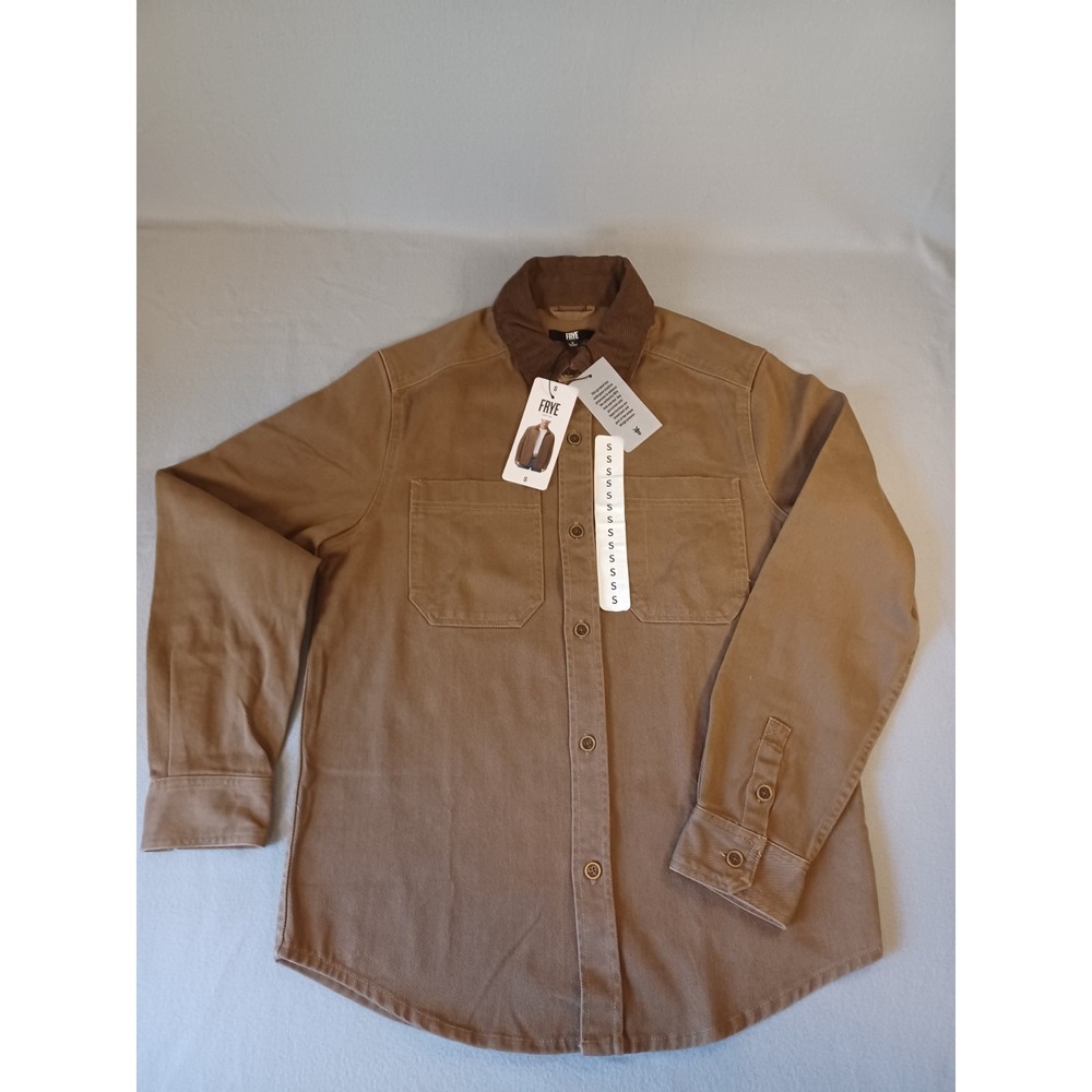 Frye Barn Shacket Shirt Jacket Mens S Brown Corduroy Collar Button Front‎ NWT